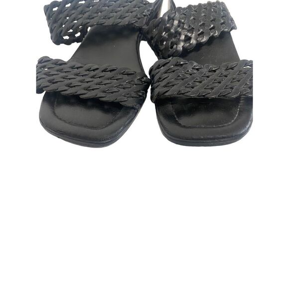 Unisa Braided Black Leather Sandal Slides - Picture 5 of 13
